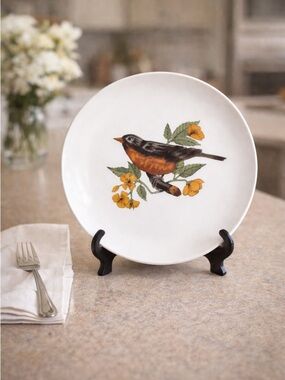 Fitz & Floyd Variations Vintage Bird Plate Floral Japan 1979